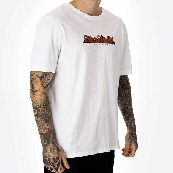 PENFIELD Men's Peak Logo Short Sleeve T-Shirt White Jersey Cotton Tee - M - USA - Picture 1 of 8